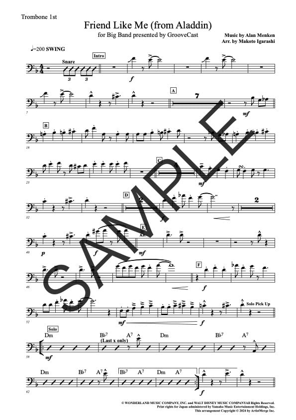 Friend Like Me (from Aladdin)」ビッグバンド用楽譜 | GrooveCast