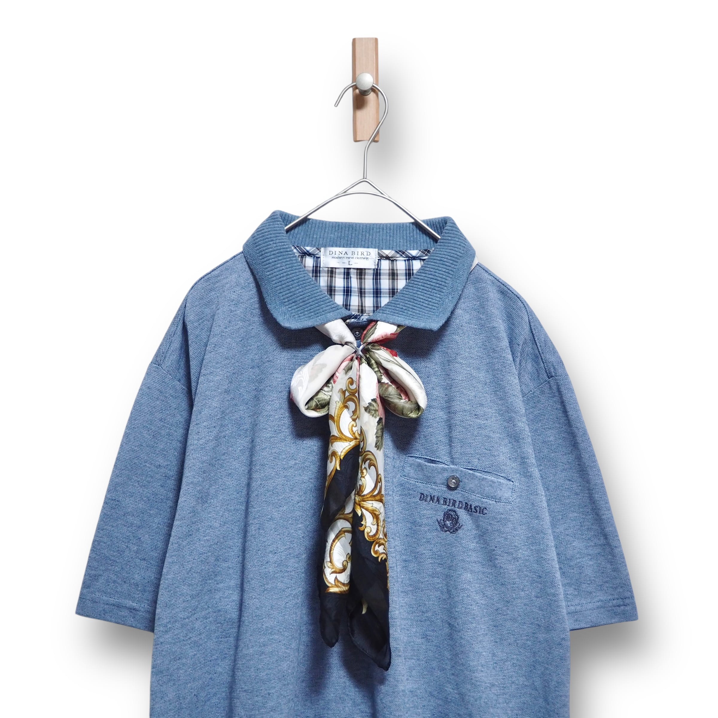 【VINTAGE】半袖ポロニット+スカーフ
