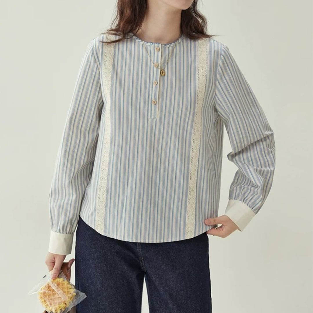 レースストライプシャツ F3948