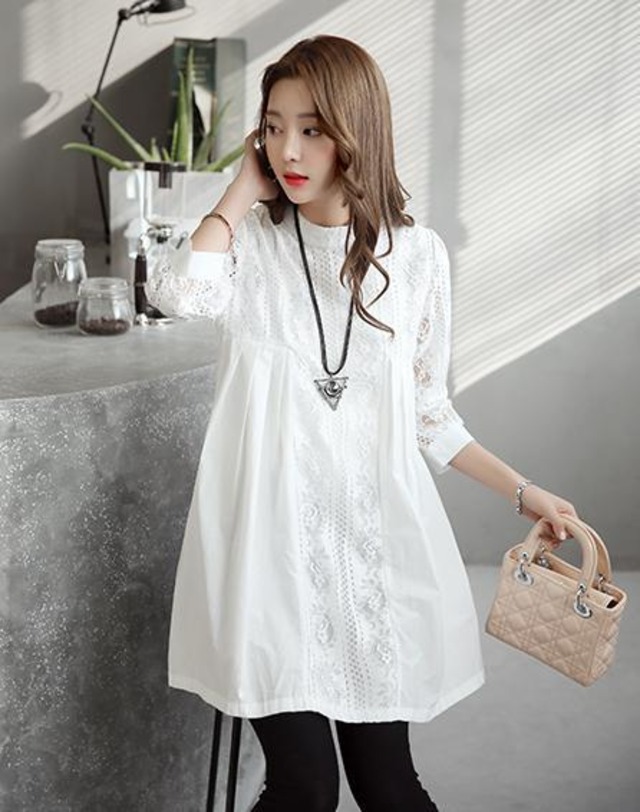 ワンピース レディース   ブラウス レースチュニック   マタニティ