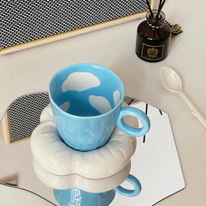 unique sky mug & saucer set / ユニーク スカイ マグカップ ソーサー セット コップ 韓国インテリア雑貨