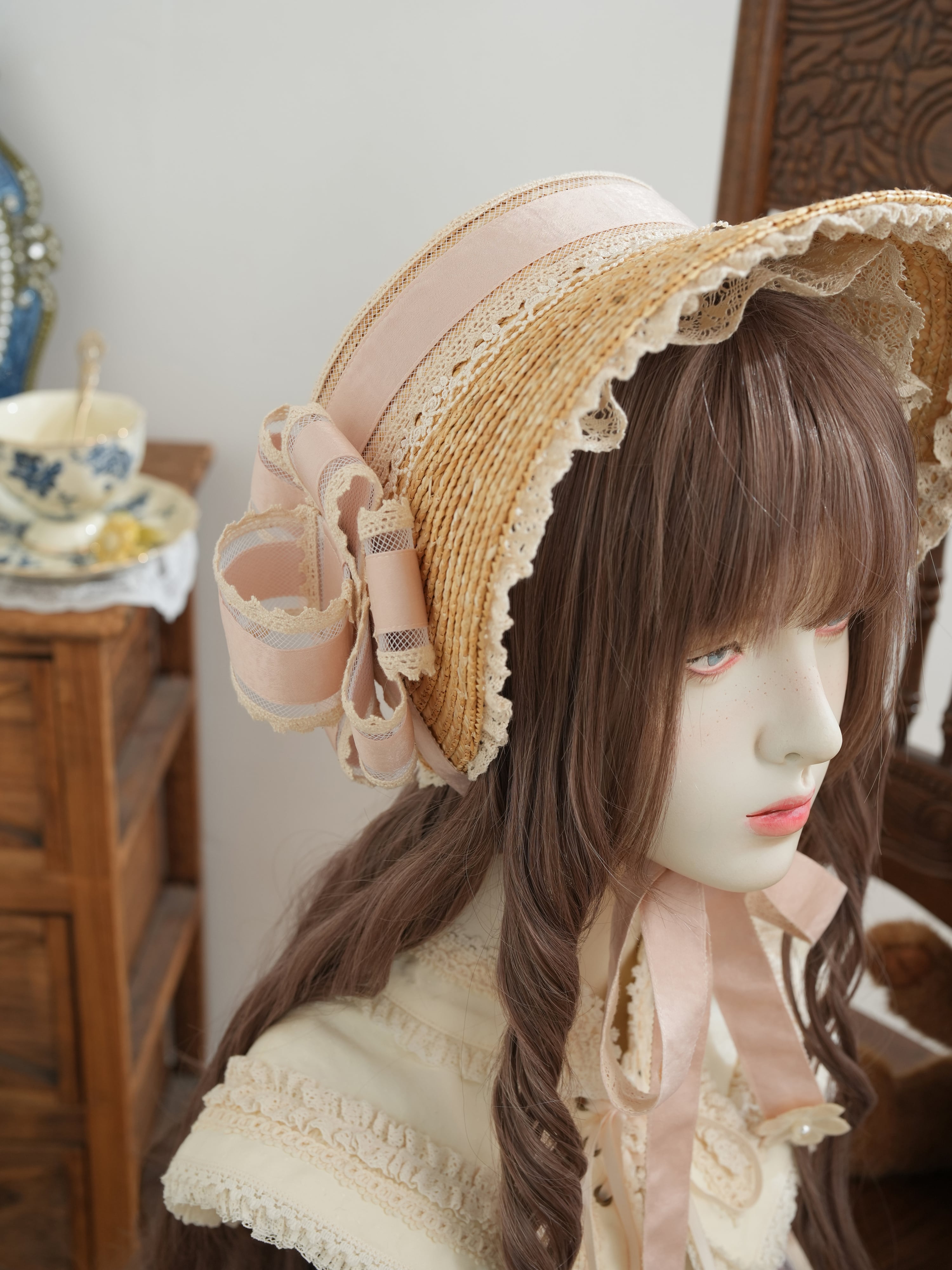 木陰のほほえみ 麦わらリボンボンネット | HoshibakoWorks