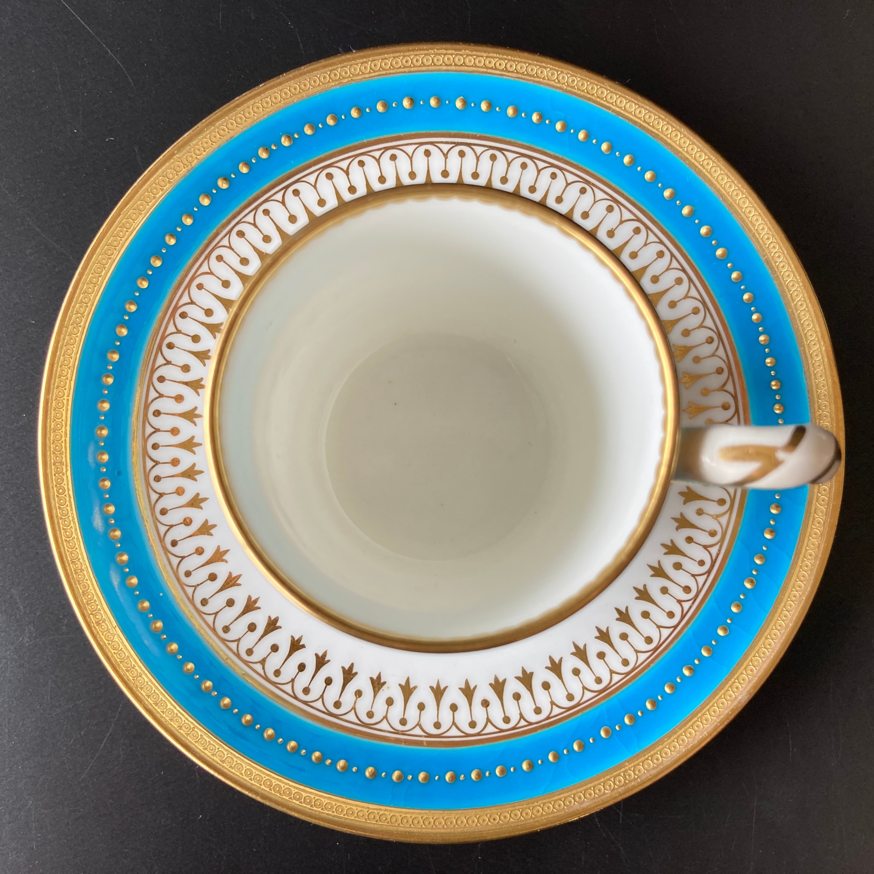ミントン ターコイズブルー 風景絵図飾皿 エナメル七宝金彩 金盛