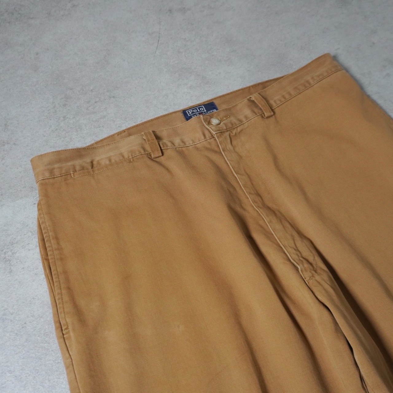 90s 初期型 USA製 Polo by Ralph Lauren POLO CHINO "No pleats" Tobacco Brown [W36L31相当] 古着 - 4