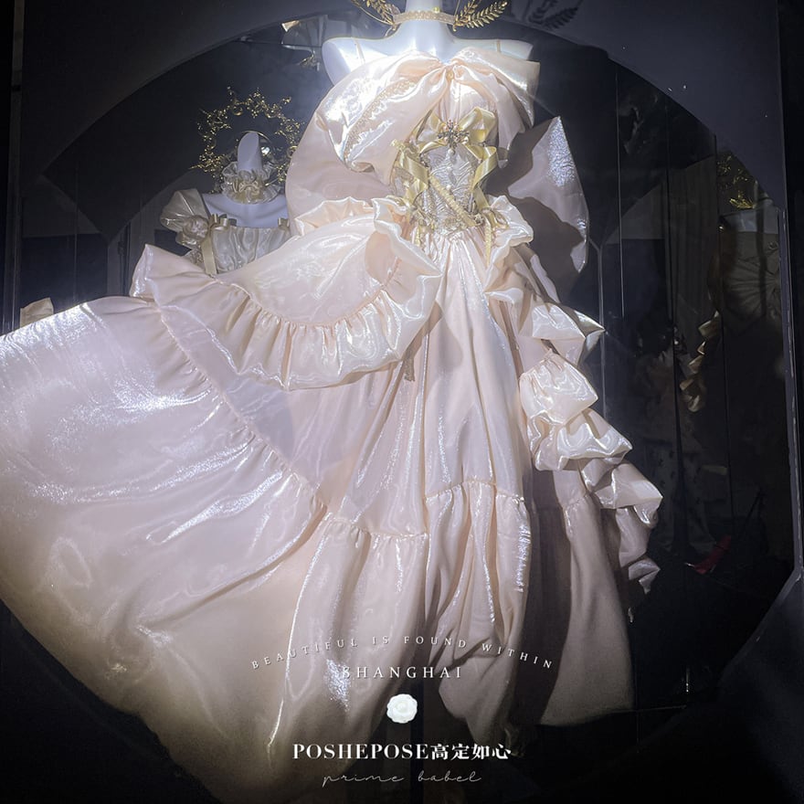 ロリィタドレス パーティ コンカフェ衣装 イベント プリンセスドレス ゴールド