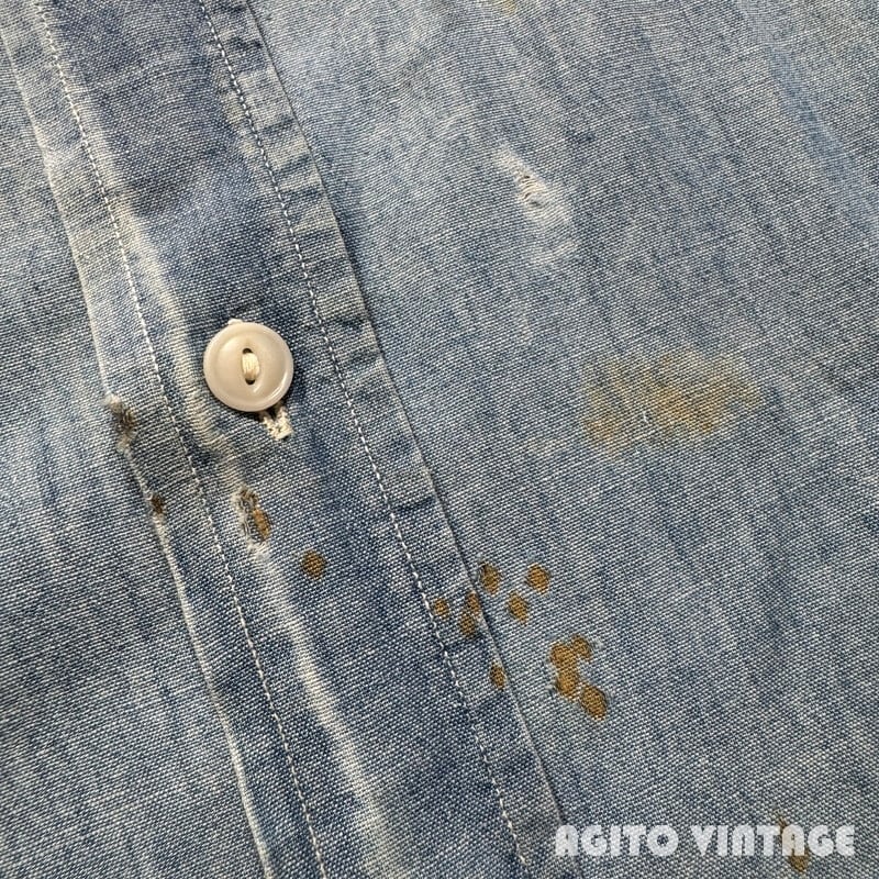 希少☆美品50's J.C.PENNEY『OX HIDE』シャンブレーシャツ 50's OX HIDE オックスハイド シャンブレーワークシャツ 台襟 マチ無し