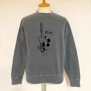 【GOOD ROCK SPEED】 Mickey Flocked Guitar Graphic Sweat Shirts　Charcoal