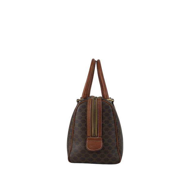 CELINE セリーヌ マカダム ハンドバッグ ブラウン ブラゾン型押し PVC レザー ボストン vintage ヴィンテージ オールド u6p2h4