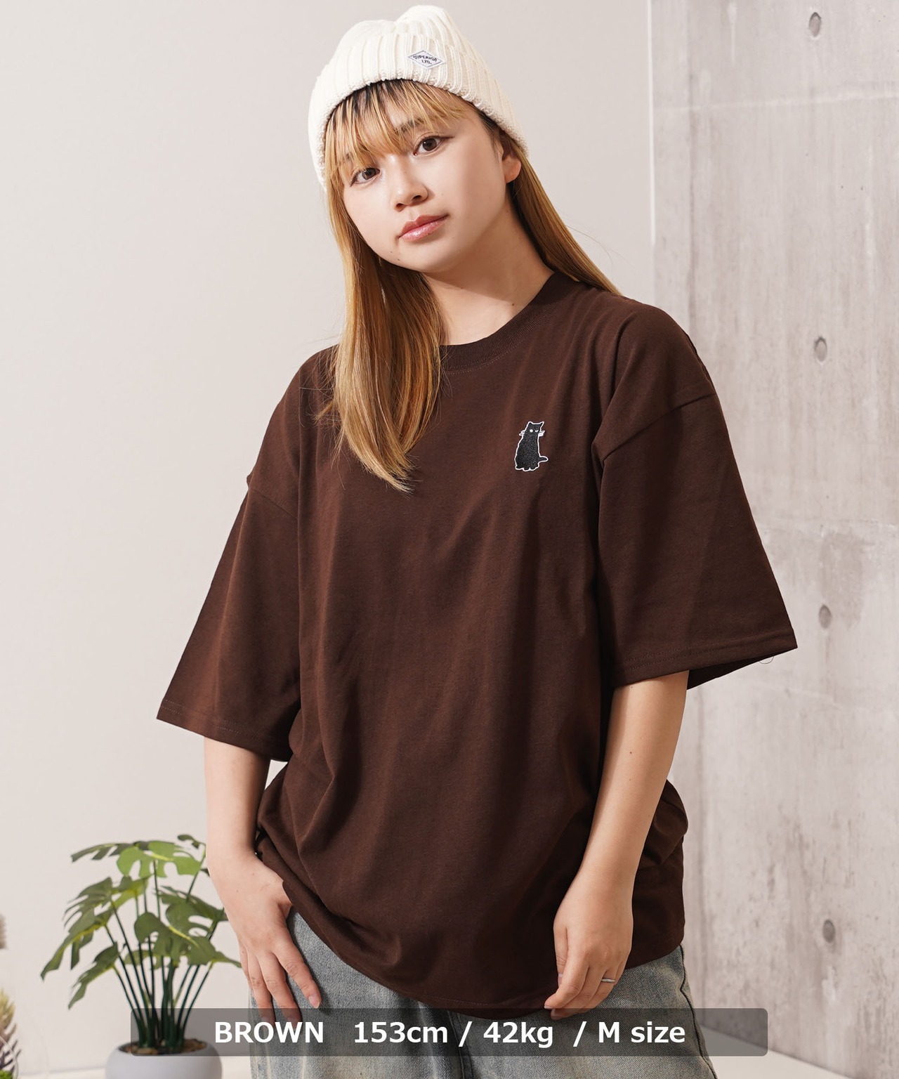 ◆黒猫モチーフ ビッグTシャツ◆bf-17052