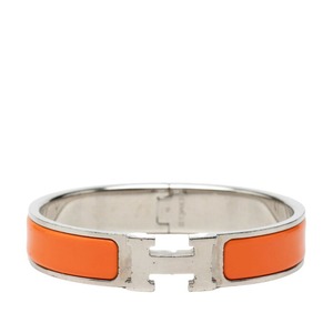 エルメス クリックH PM エナメルブレスレット バングル シルバー オレンジ メタル レディース HERMES 【中古】