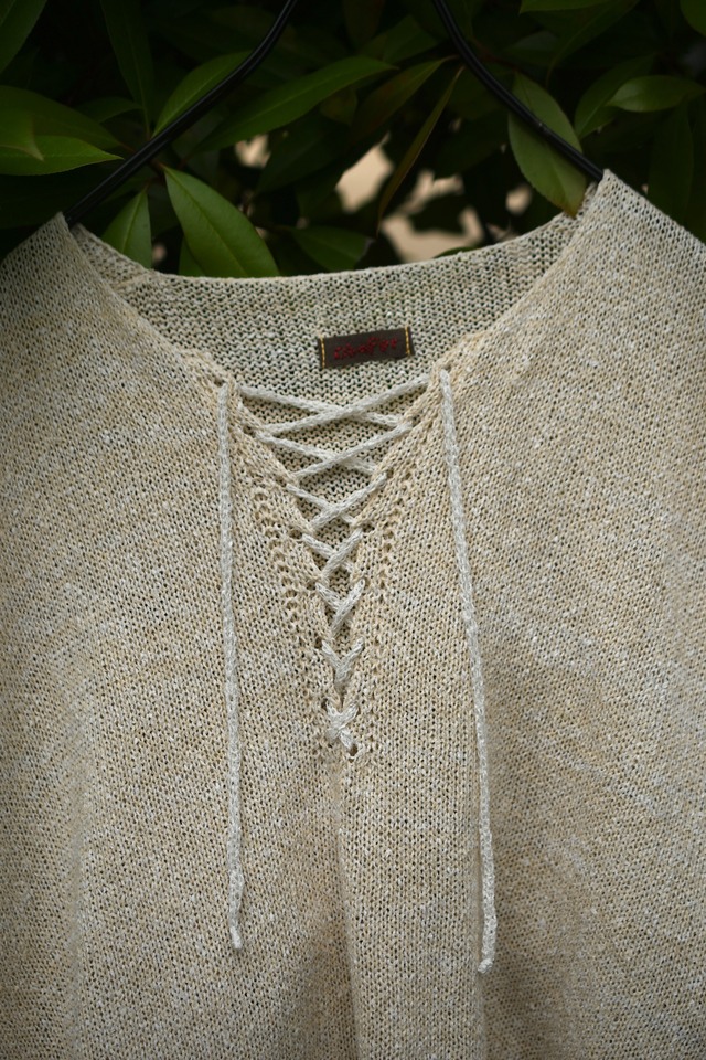 obafer / Exclusive 和紙Lace up vest (White杢)