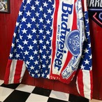 90s USA製 Budweiser 総柄ジャケット バドワイザー ビール アメカジ コットンジャケット