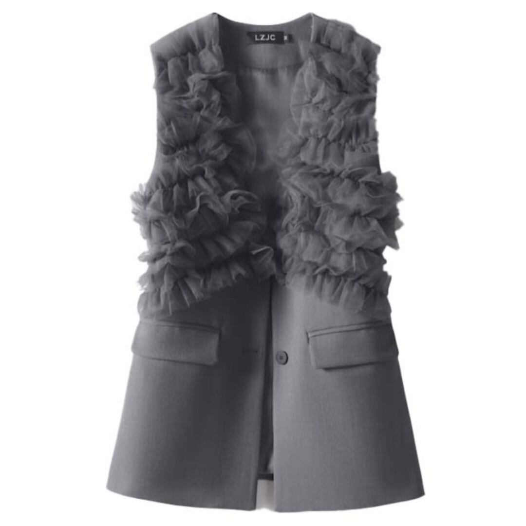 フリルロングベスト A0273