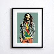 ONE LOVE｜ボブ・マーリーの魂を感じるレゲエアートポスター｜自由と平和を象徴するカラフルで心温まるインテリアA4ポスター