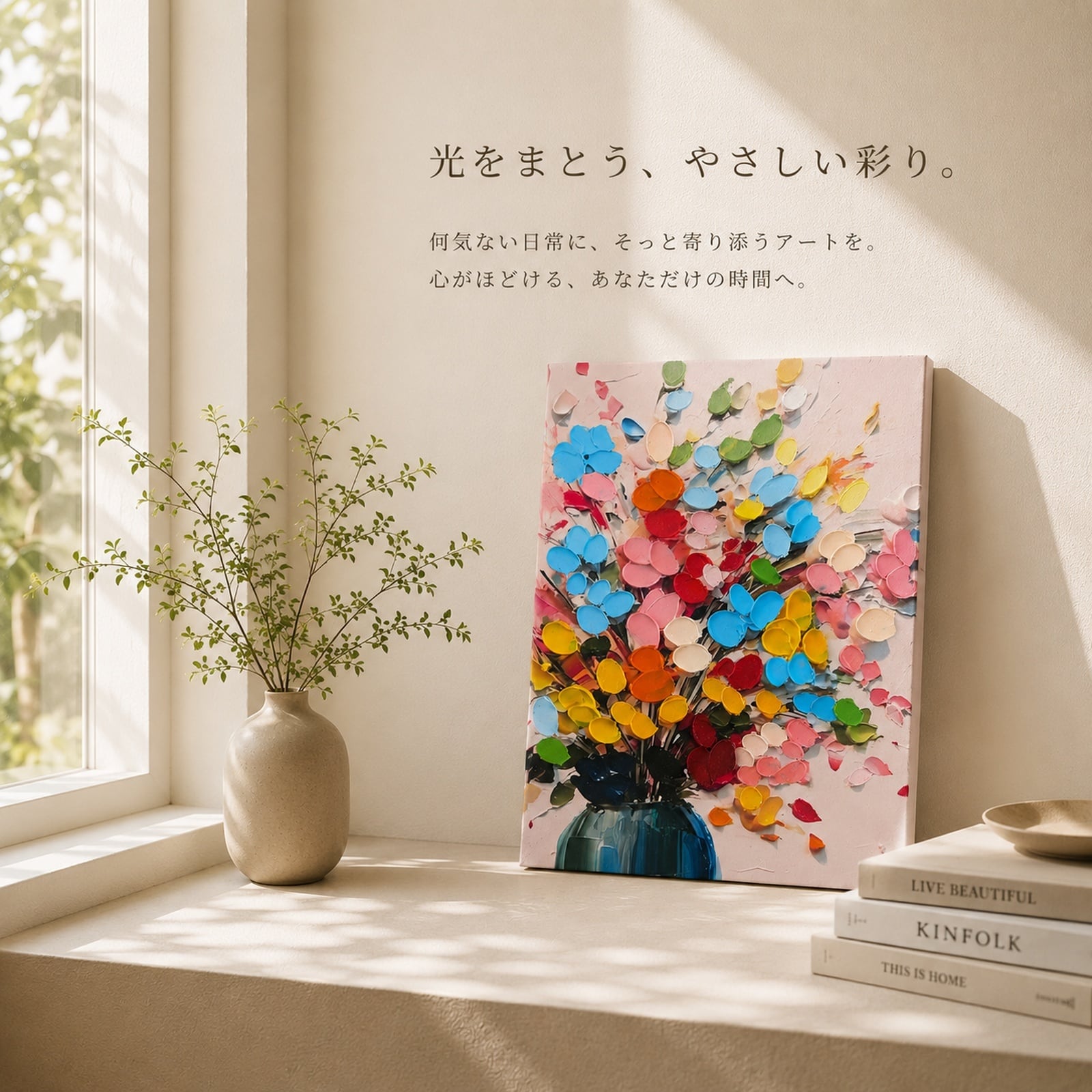 Color Bloom｜彩りの余白アートキャンバス 30×40cm フレームレス仕様