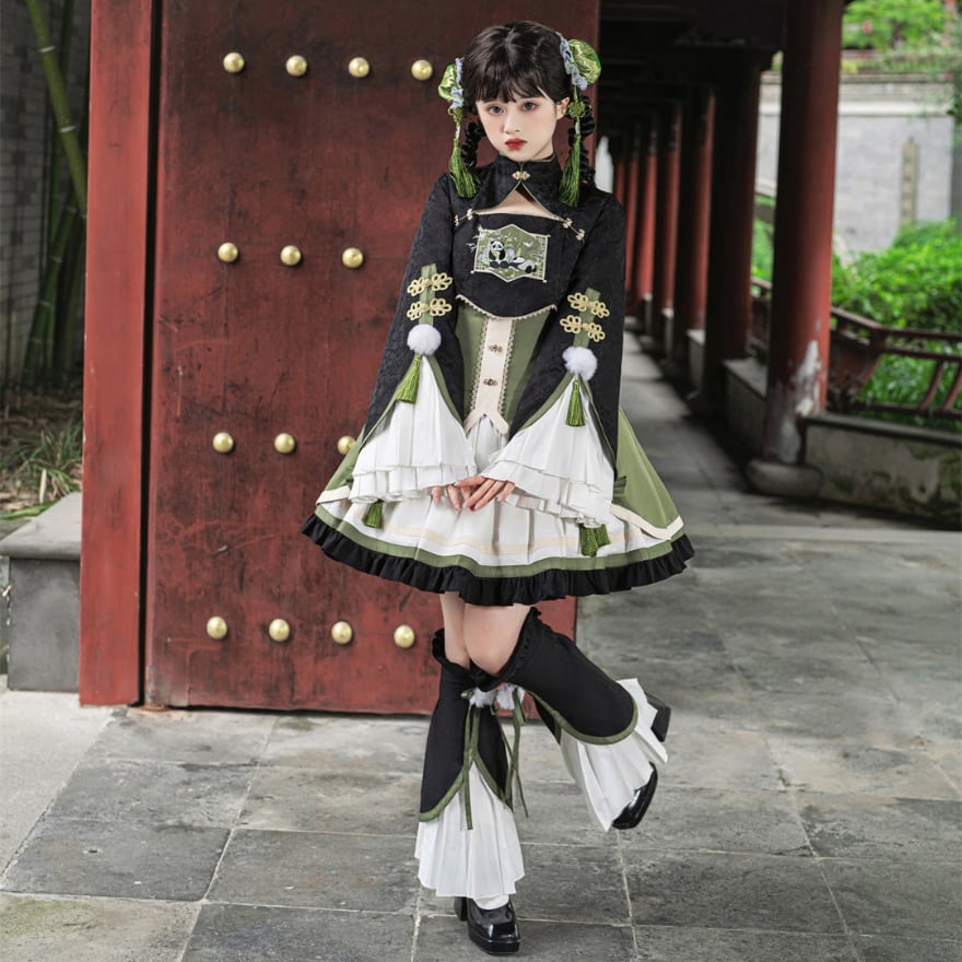 ハロウィン 学園祭 イベント ステージ衣装 かわいい パンダ柄 華ロリ