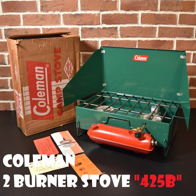 コールマン 425B 後期 ツーバーナー 新品未使用 赤タンク ビンテージ ストーブ 50年代 60年代 2バーナー COLEMAN 純正箱付き