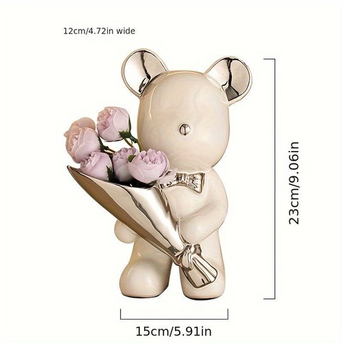 花瓶 かわいいクマの花瓶 フラワーポット くま ゴールド シルバー 置物 インテリア 装飾 玄関装飾 ガーデニング フラワーアレンジメント オブジェ