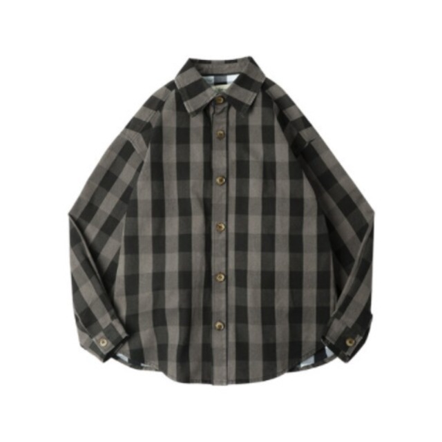 Retro style casual single breasted long sleeve check shirt [2 colors available]