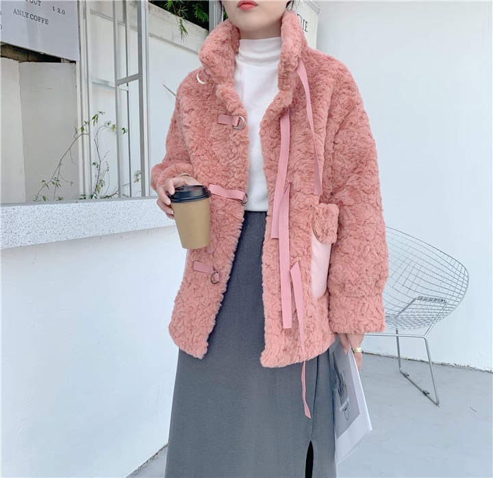 短いスタイル 長袖 コート 子羊の毛 ファー 上品映え オシャレ ゆったりする 大人気