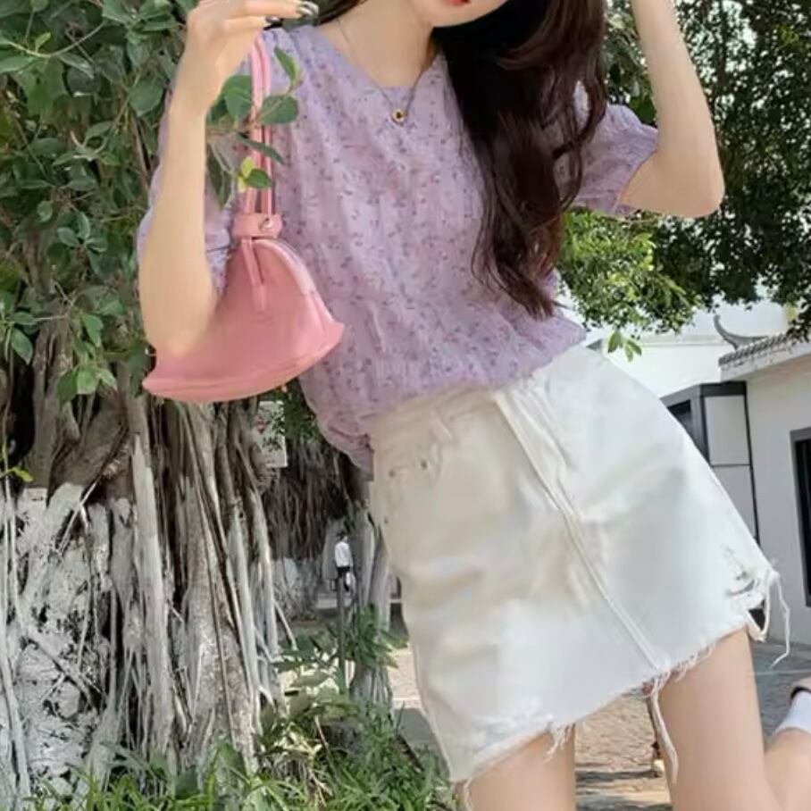 花柄シフォンブラウス