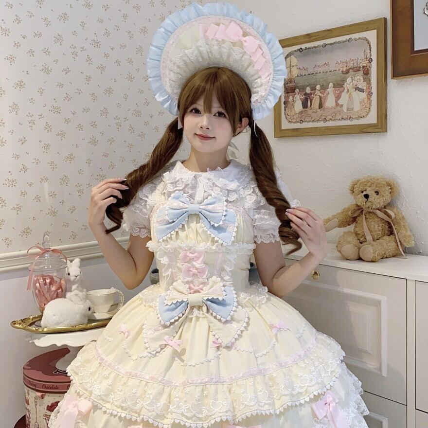 クリーム色ロリータドレス ベール付きベールと首飾り ヘッドドレス 2色 Elpress クラシカル クラロリ 姫ロリ ヘッド
