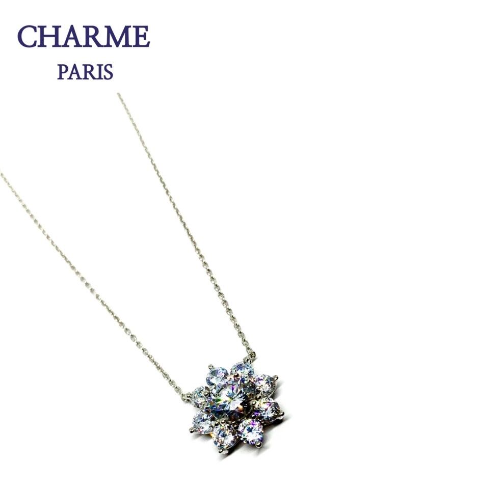white gold cz diamond sunflower necklace