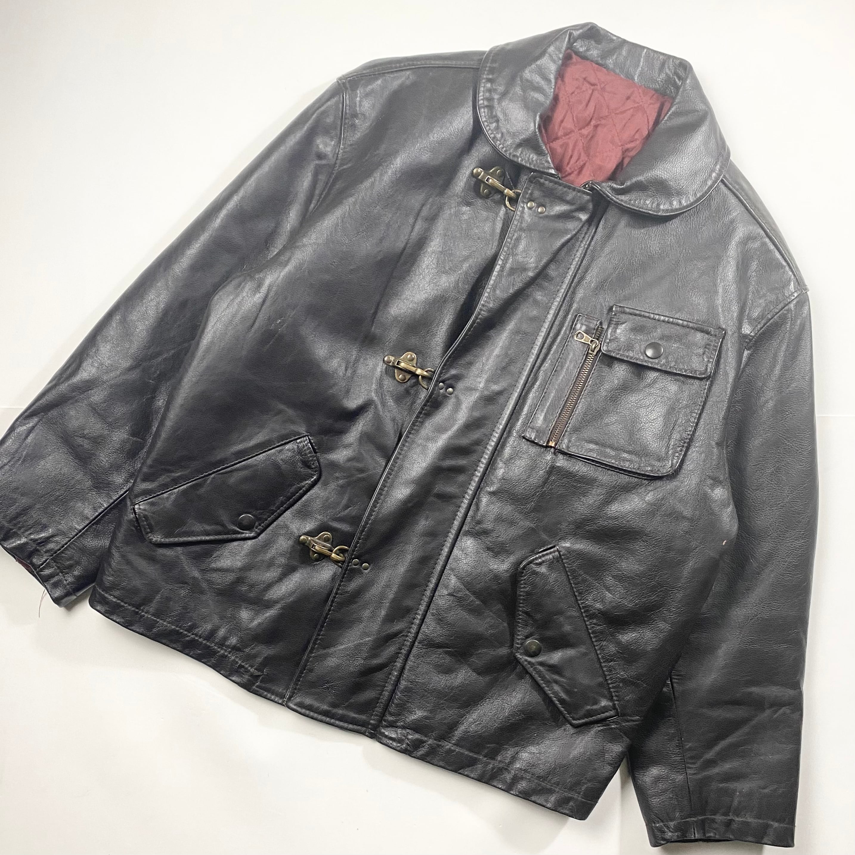 vintage leather fireman jacket | NOIR ONLINE 