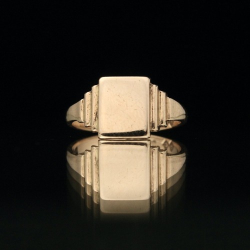 Vintage Signet Ring [Made in ENGLAND 1945s-] [375 9ct Gold] Square