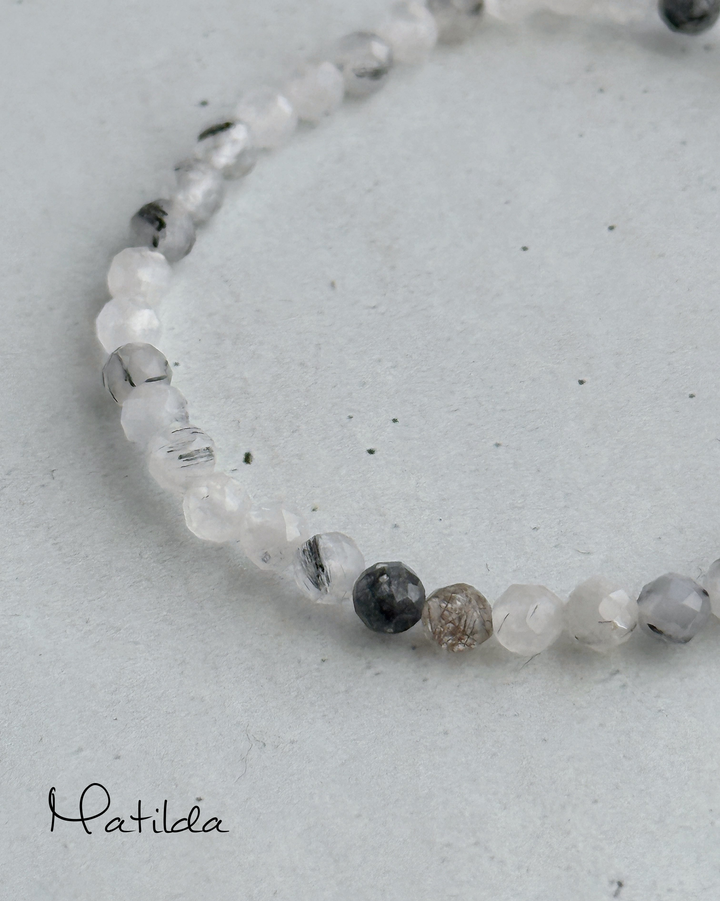 【再販】Tube & stone bracelet(ブラックルチルクォーツ)