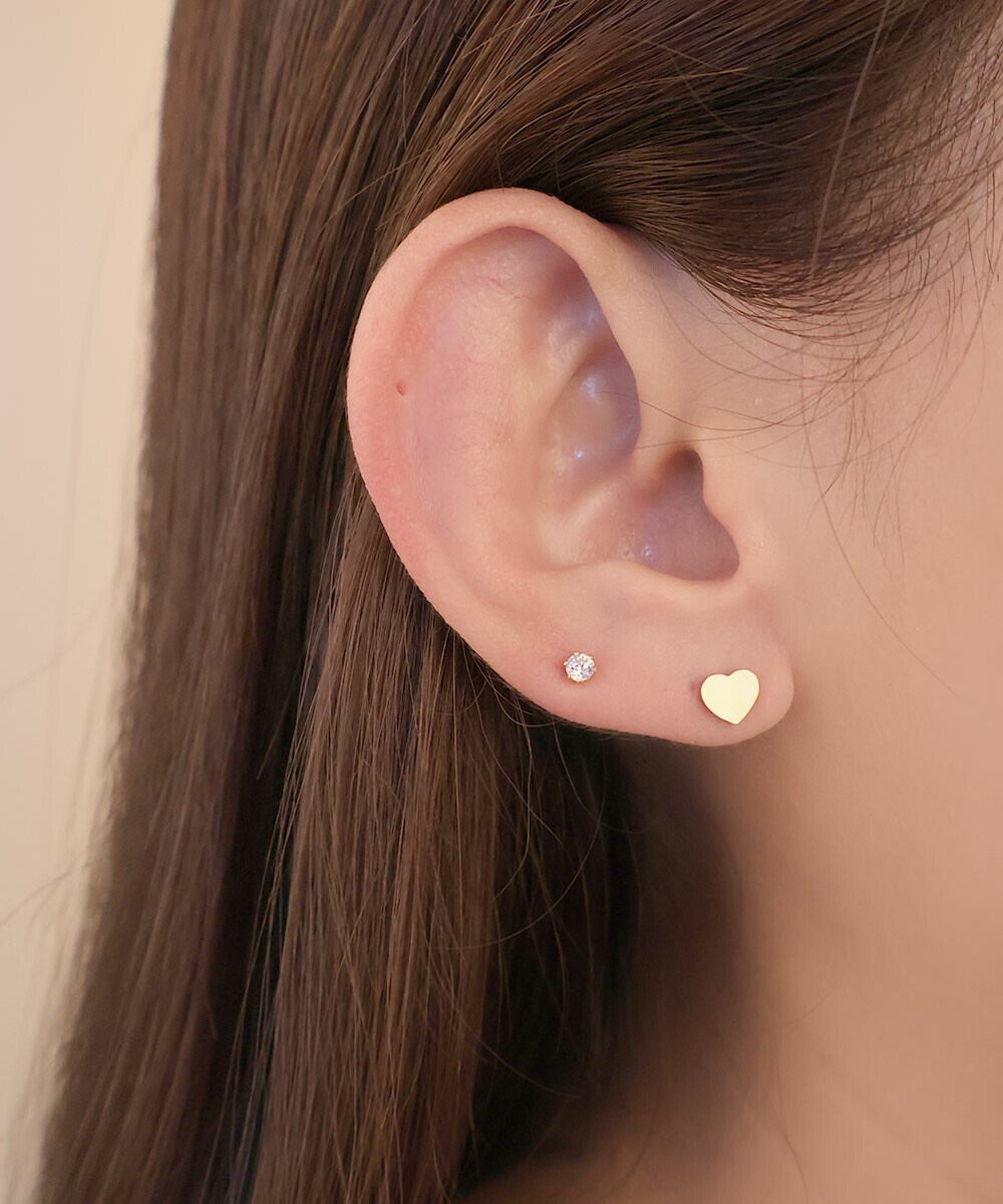 【SELECT】サージカルステンレス 316L キュービック ジルコニア ハート ピアスセット  金属アレルギー対応