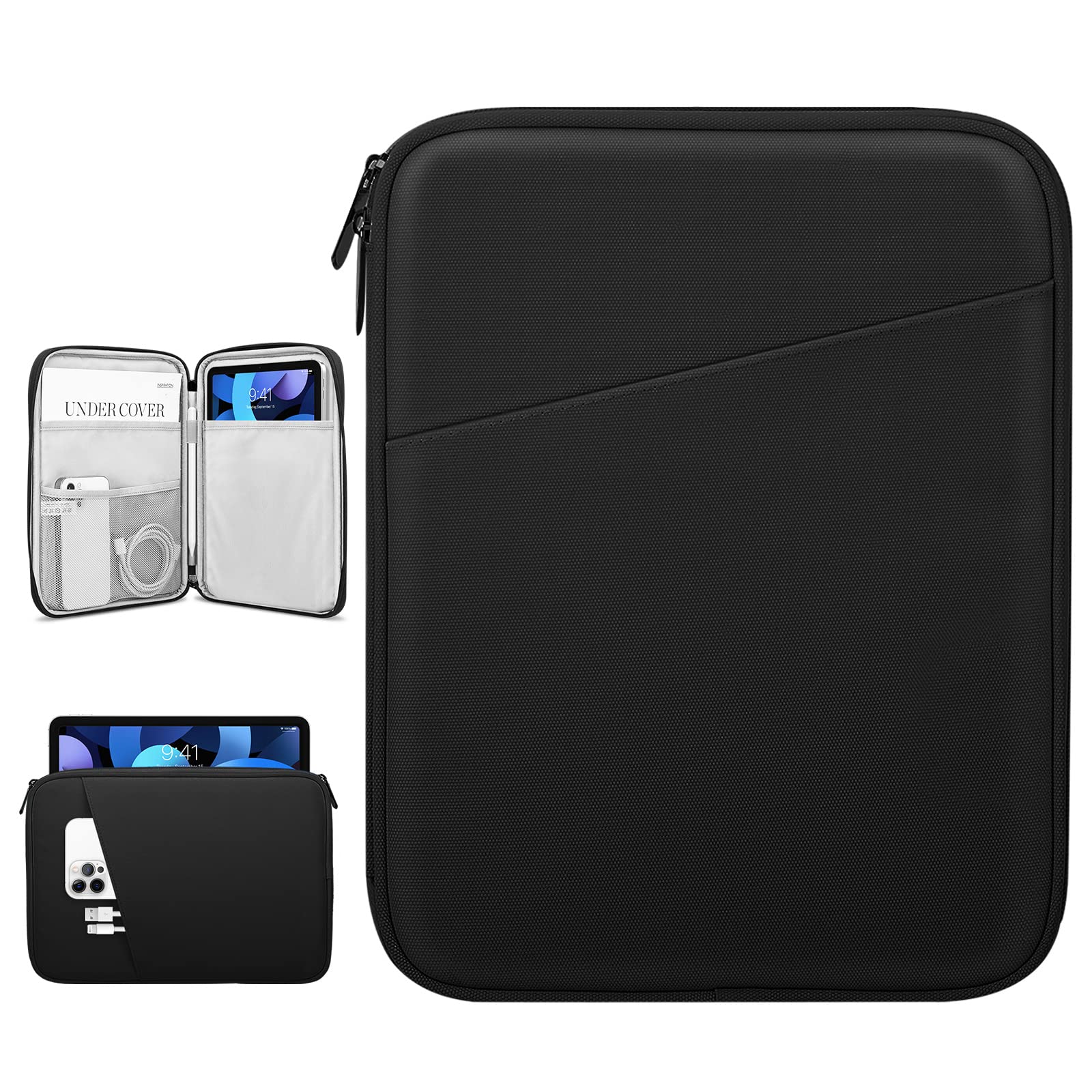 スリーブケース Dadanism iPad 第11/10世代 iPad Air/Pro 11インチ(M3/M2) Air5/4 10.2 9.7 Fire HD10 Surface Go ノートタブレットPC/電子書籍リーダーに適用収納ケース 9~11インチに ポリエステル製 仕切り付き 【適格請求書発行可】 ブラック
