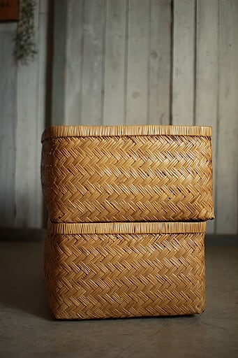 状態の良い古い竹編みの収納かご | denbee 古道具