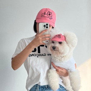 【PET】8色展開イヌ刺しゅう入り耳上げサンバイザー