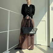 フレアスリーブシアーニットCD/ブラック