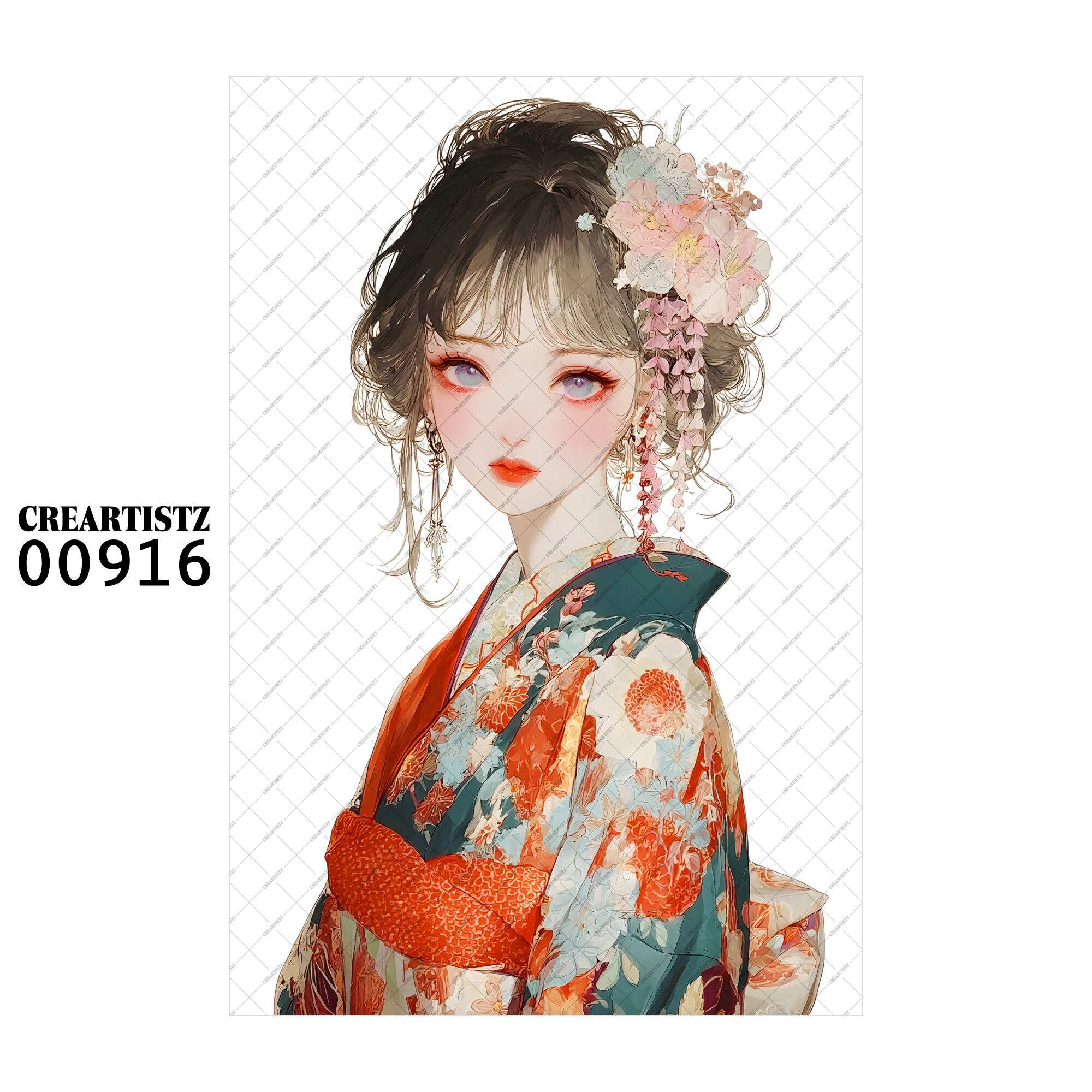 00916 ガール キュート オリジナル ペーパー/ステッカー 4枚セット CREARTISTZ