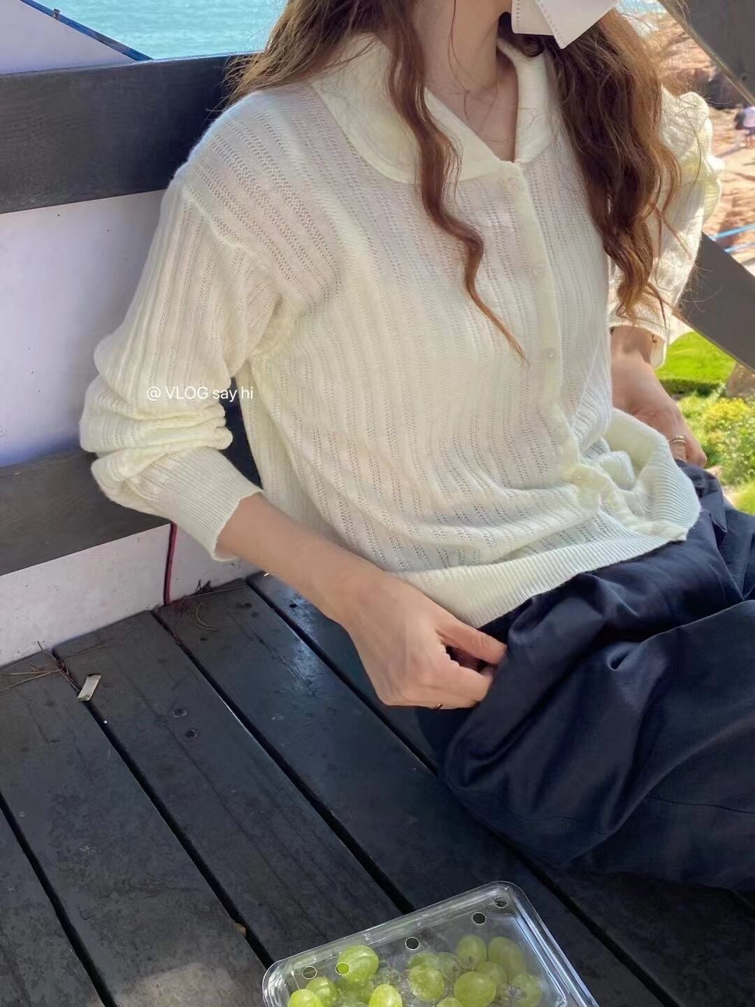 シアーシャツ風ニット　AJ2085-762