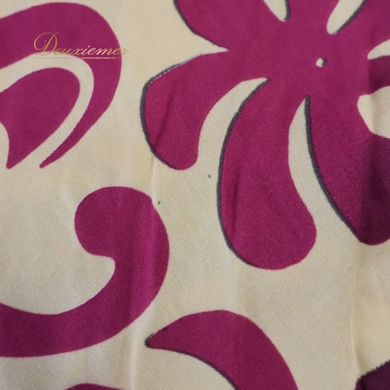 フラダンス 衣装 スカート アレミティ レッド系 AREMITI レース リボン ワッペン つぎはぎ ティアレ柄 フリル付き かわいい 華やか 鮮やか 明るい 赤 白 紫 黄 ハワイアン アロハ ハワイアンプリント フラ ダンス レッスン 練習 おしゃれ