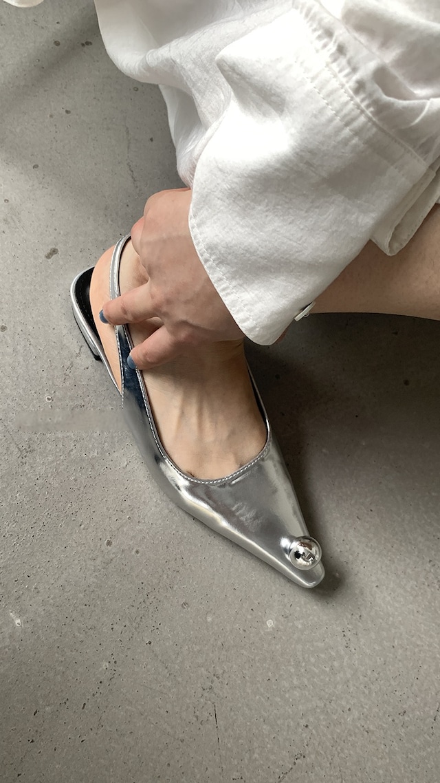 silver metal sling back / 2colors 【2023204102】