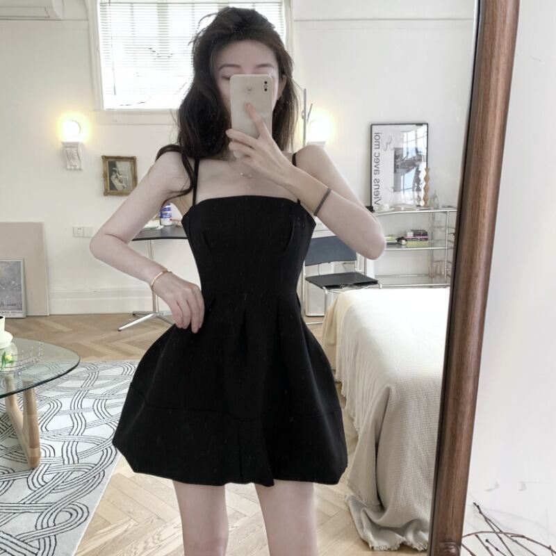 スタイルブラックドレス ウェスト薄手Aライン ハンチェンe85688789380