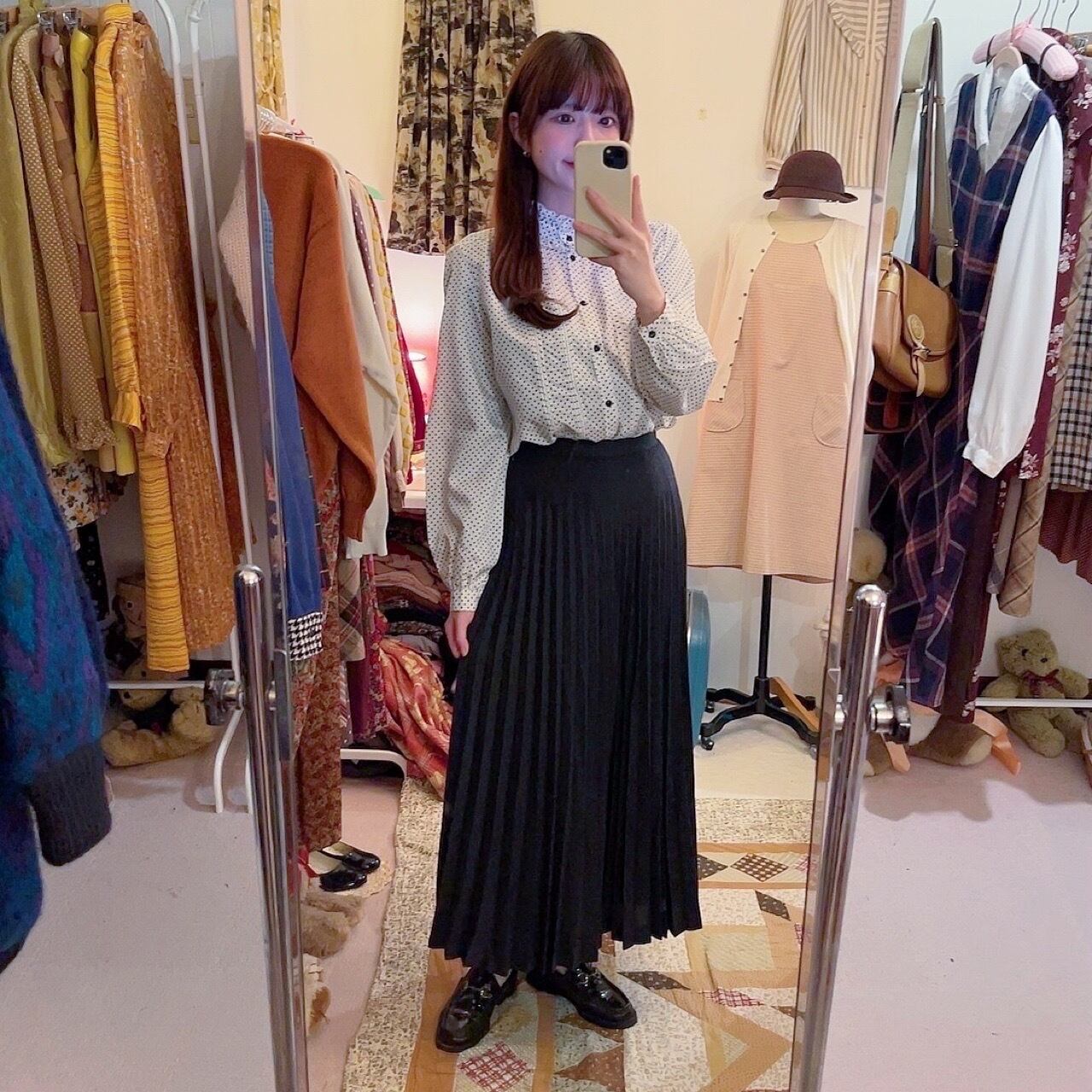 gray accordion pleats skirt