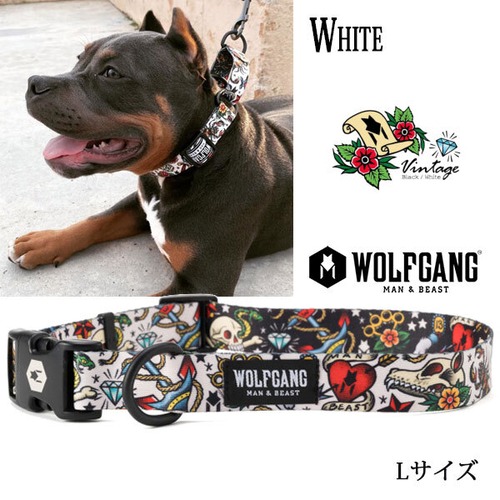 VintageWhite COLLAR Lサイズ 首輪 WOLFGANG ウルフギャング アメリカ 大型犬