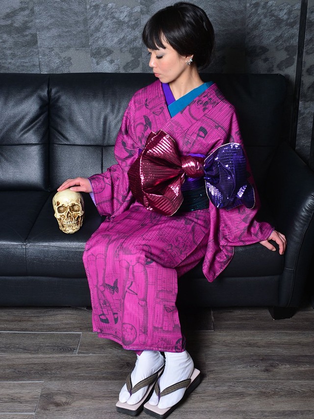 【受注商品】Rumi Rockきもの「ドラコニアサロン」オペラピンク　[A559]