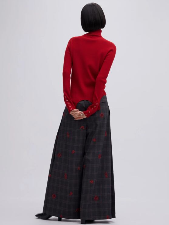 AMERI】CHECK FLOWER PLEATS PANTS (0125208930570) | CLOAK&CO EC STORE