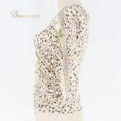 社交ダンス 衣装 トップス ブラウス ベージュ系 チャコットロイヤルダンス Chacott ROYAL DANCE 花柄 ヒョウ柄 七分袖 茶 白 伸縮 ストレッチ 練習 レッスン 華やか 日本製 かわいい ブラウン系 ホワイト系 ピンク系 イエロー系