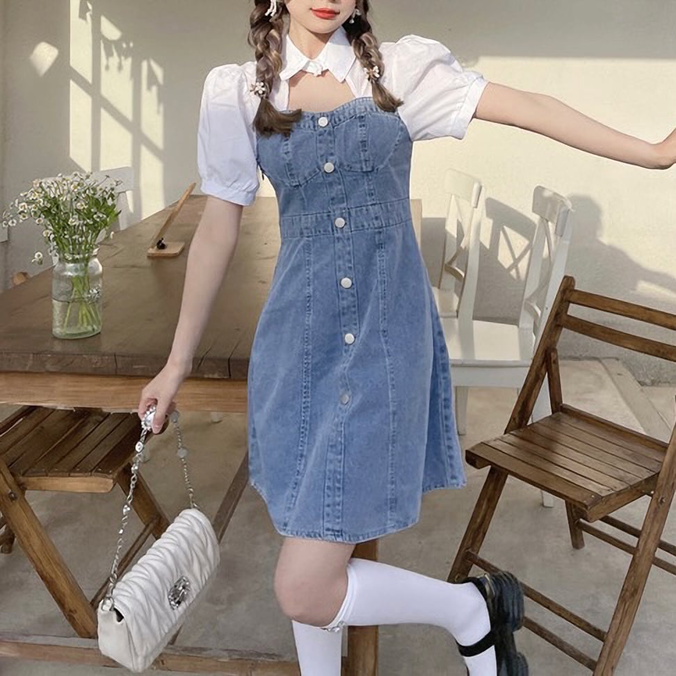 majolie パフスリーブ デニムワンピース S - 通販 - toptelha.net.br