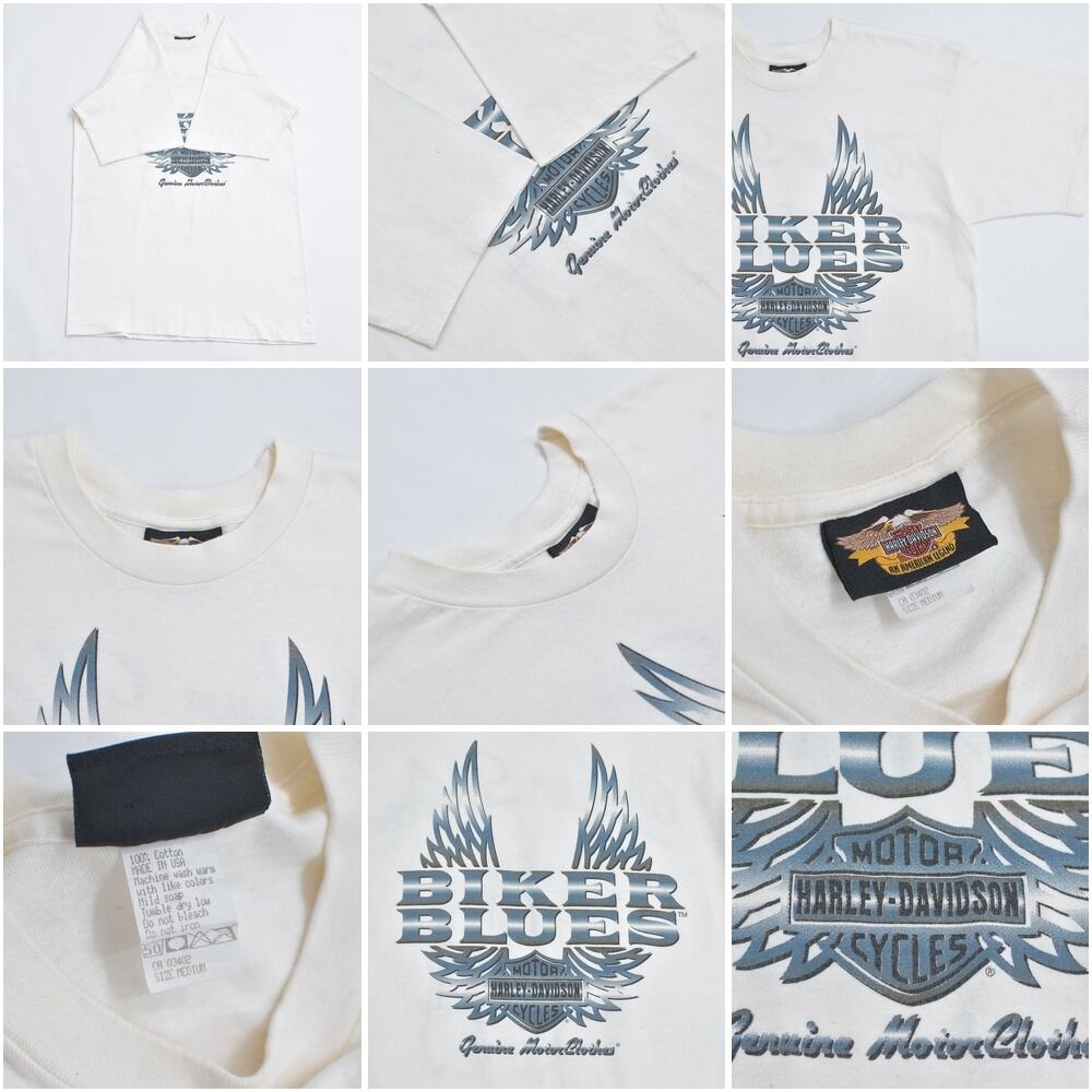 90s USA製 HARLEY-DAVIDSON BIKER BLUES ウィング両面プリント Tシャツ