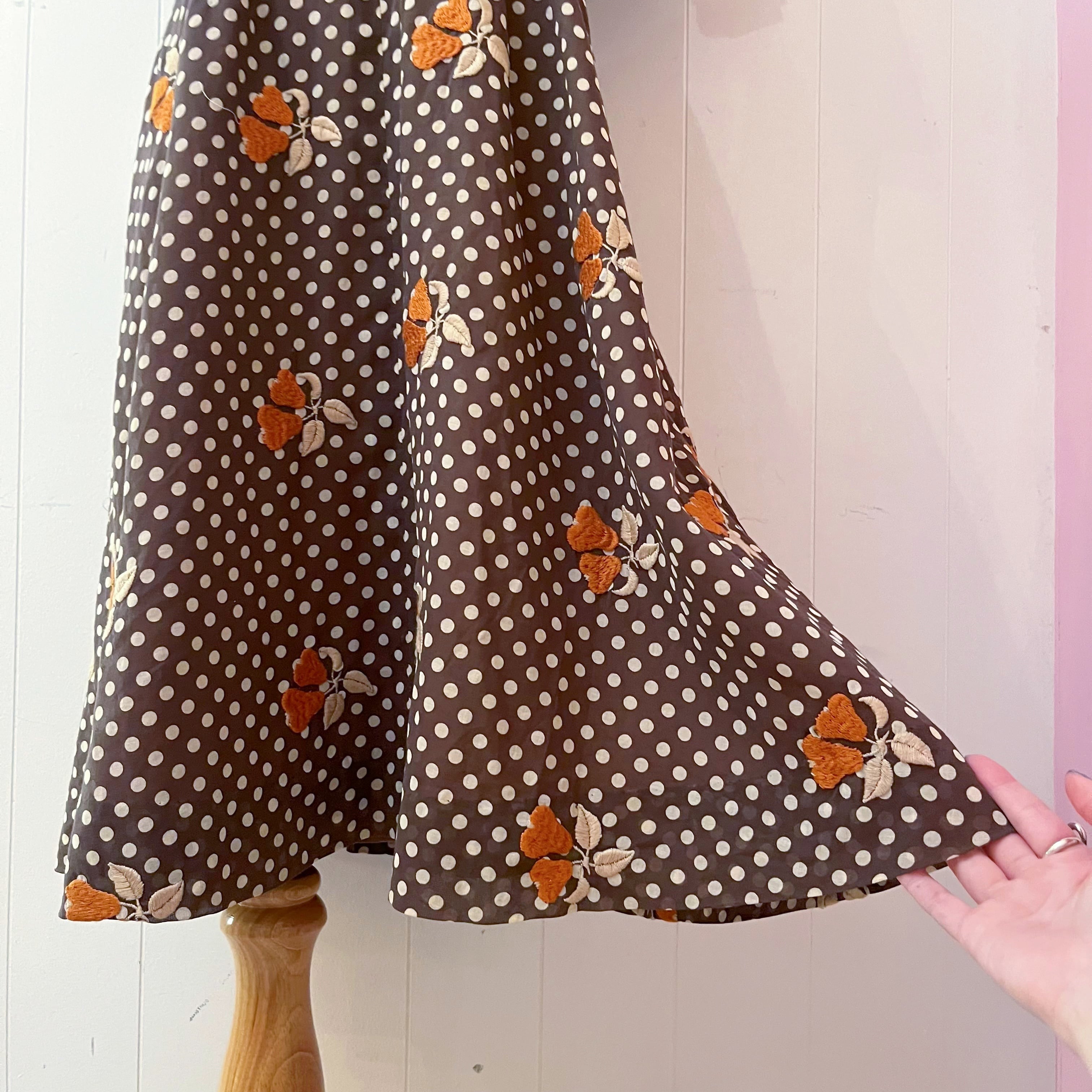 fruit embroidery brown dot one-piece