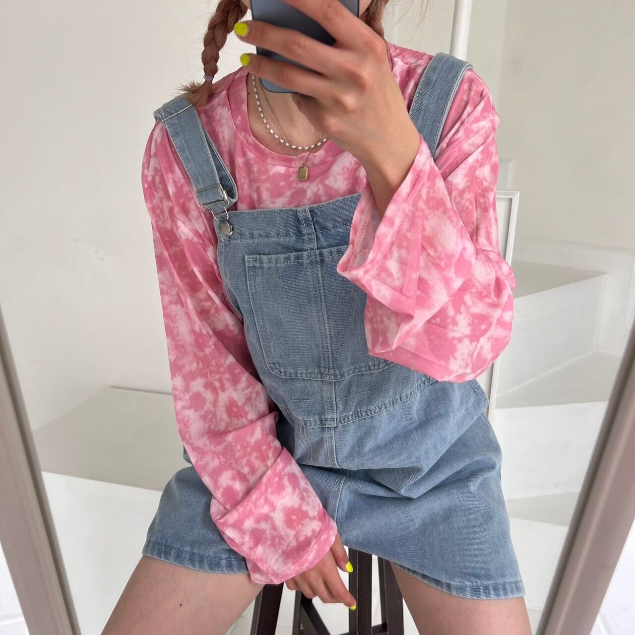 マーブル柄BIGシアートップス_LN02825