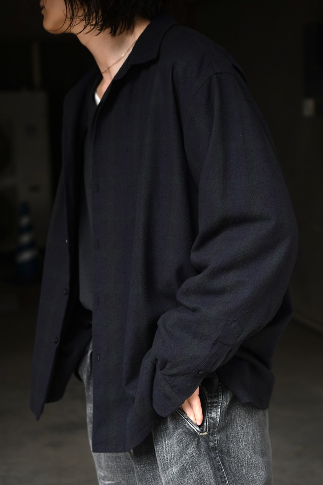 A.PRESSE / Silk Nep Loop Collar Shirt (Check)